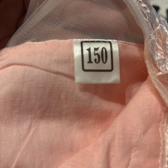 150 Girls Pink Princess Flower Girl Dress Tulle Layers Satin Bodice Pearls Fancy - Picture 7 of 7